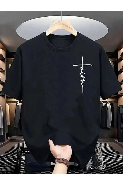 TekTarzz Unisex Ανδρικό μπλουζάκι με στάμπα Faith