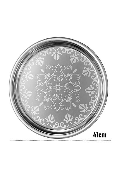 Transformacion Serving Tray - Steel Tea Tray Stylish Patterned Tray 41 cm
