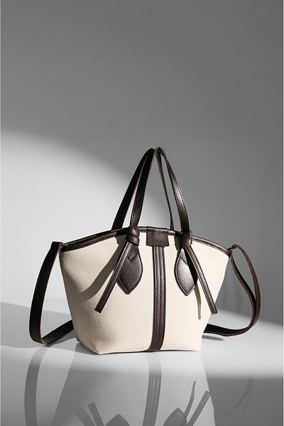 Rimense Women's Bitter Brown Linen Lined Zippered Hand and Shoulder Bag