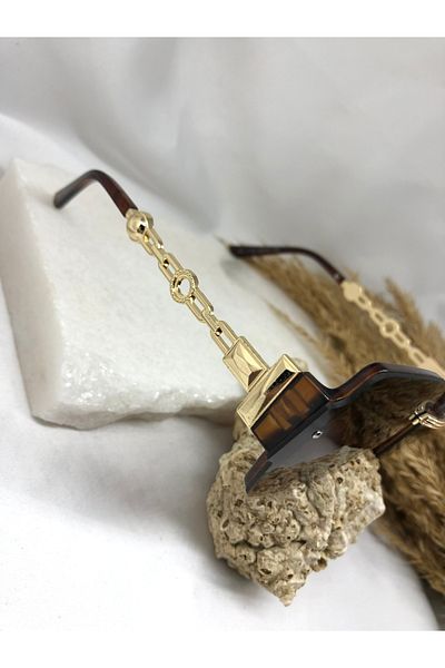 TD TRENDDURAGI Relly Gold Detailed Design Brown Women's Sunglasses
