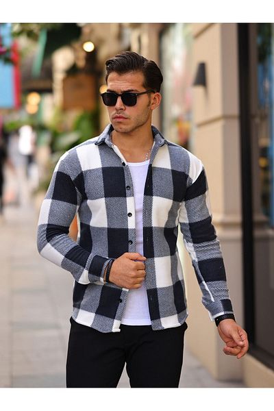 comstar Men's Square Pattern Fleece Comfortable Shirt
