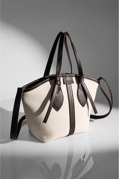 Rimense Women's Bitter Brown Linen Lined Zippered Hand and Shoulder Bag