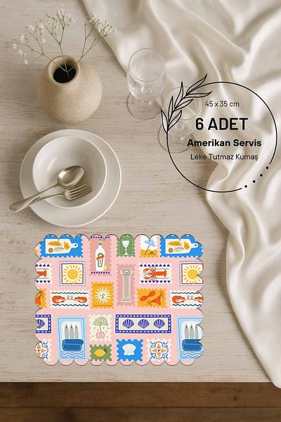 Pilloveland Laser Cut 6 Pieces of American Service - Seamless Suede Fabric - 45 X 35 cm - Meltem
