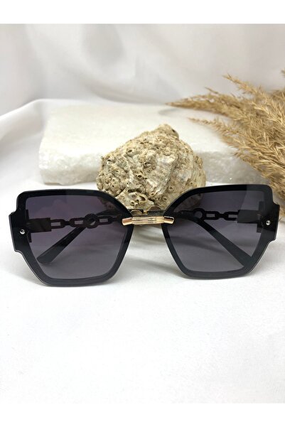 TD TRENDDURAGI Relly Gold Detailed Design Black Women's Sunglasses