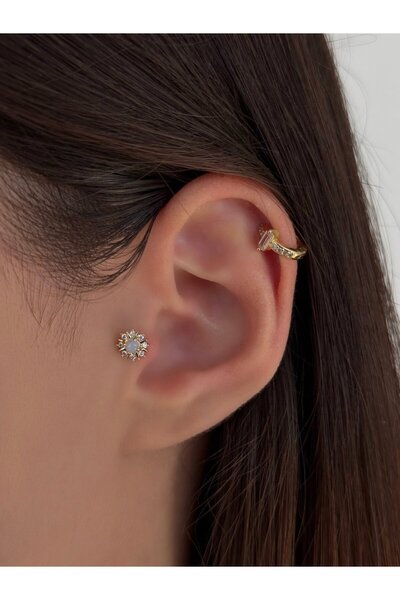 H&B Design Cerrahi Çelik Gold Hologramlı Yuvarlak Piercing