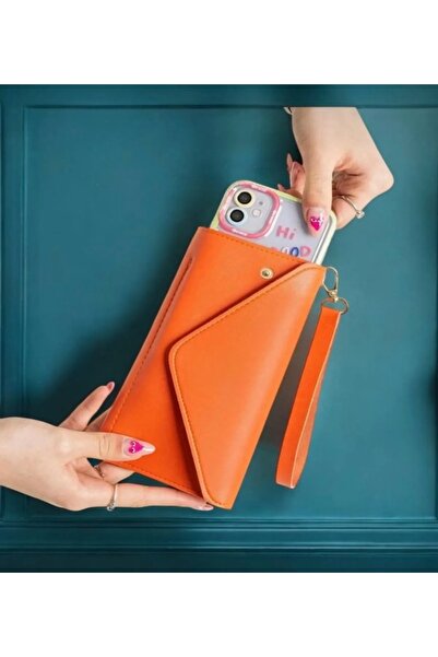 selma demir Geantă portofel portocalie pentru femei, cu mai multe compartimen...