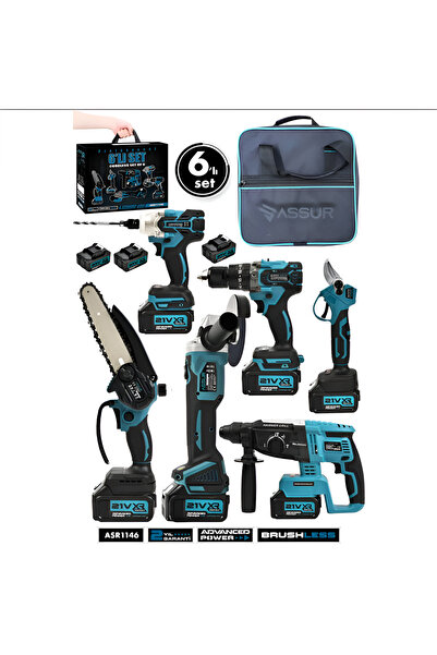 ekinler el aletleri 6'lı Set Darbeli Somun Sökme Taşlama Vidalama Testere Dal...