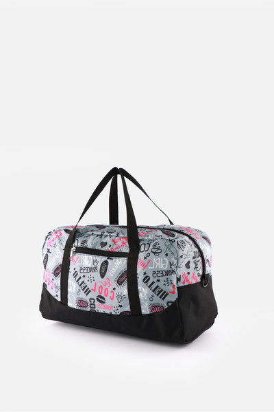 ICONE BAG Girl's Graffiti Letter Printed Sports Bag, Sports Bag with Pockets, Children's Sports Bag with Zipper Detail,