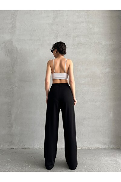 BEJNA Women's Black Wide Leg Modal Sweatpants