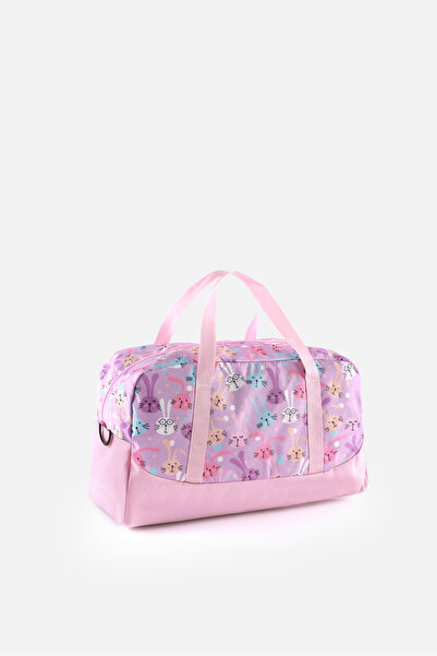 ICONE BAG Kız Çocuk Tavşan Baskılı Spor Çanta, Cepli Spor Çanta, Fermuarlı Detaylı Çocuk Spor Çanta,