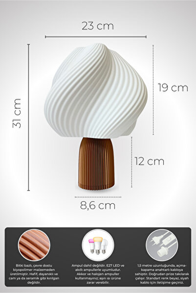 Moonart Design Helix Pinterest Model Masa Lambası | Spiral Formlu Modern Dekoratif Abajur