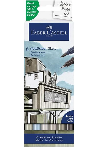 STOREMAX Ntwork Gofa Sketch Architecture Marker Set, 6-Piece, Double Tip, 0.6 mm Fineliner Tip, Permanent Ink