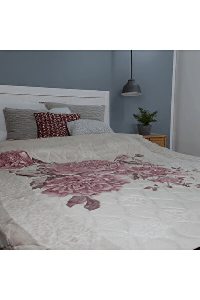 Brava Casa Royal Bloom Blanket, Cream with Pink Flowers, 200x240 cm, Soft, Warm, Oeko-Tex Certified, BravaCasa