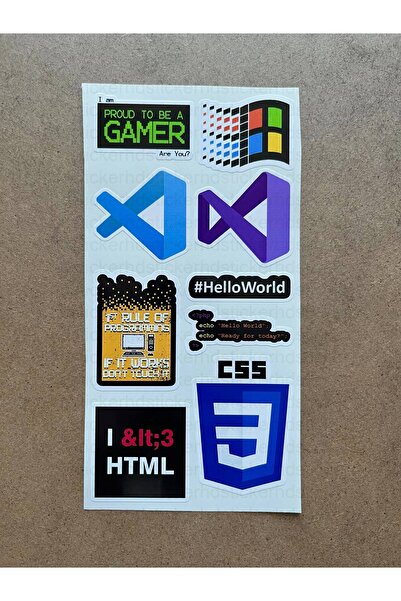 hdsticker 60 Adet Yazılım & Yazılımcı Software Developer Laptop Notebook Tablet Etiket Sticker Set P57