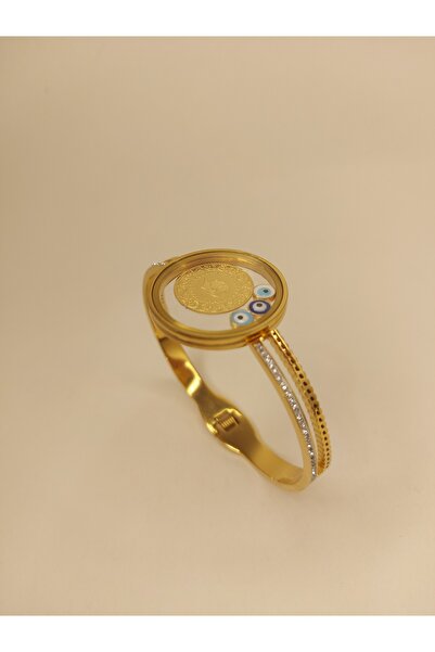 Romea Zirkon Taşlı Çelik Çeyrekli, Çeyreklik Kelepçe, Paslanmaz Çelik Fanus K...