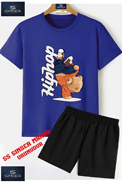 SS SİNSER Tricou cu gât rotund cu imprimeu special pentru copii „BEARISH SIDE...