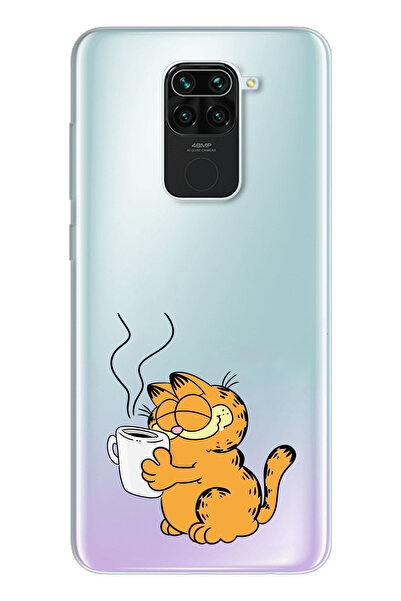moonset Xiaomi Redmi Note 9 Uyumlu Garfield Tasarımlı Baskılı Şeffaf Telefon ...