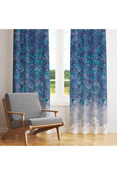 LadiesHome ستارة خلفية منقوشة باللون الأزرق - لمسة أنيقة وجمالية مقاس 140 × 2...