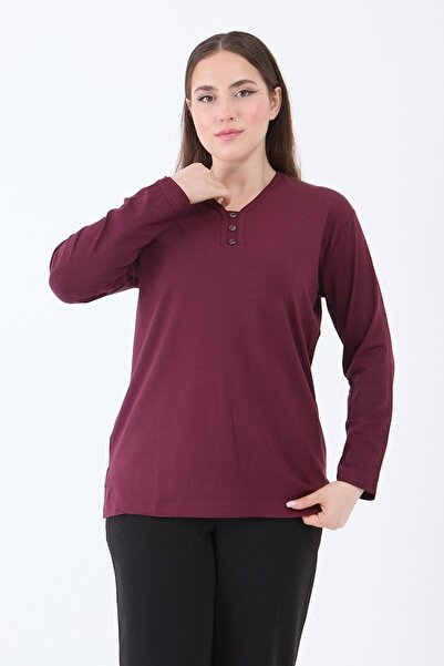 Ravencia بلوزة نسائية من القطن الممشط للأم ذات رقبة على شكل حرف V من الليكرا ...