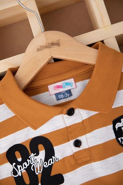 voyyo kids baby طقم تي شيرت وسروال قصير أنيق بياقة بولو مخططة للأولاد
