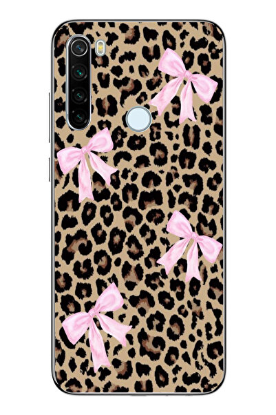 moonset Xiaomi Redmi Note 8 Uyumlu Leopar ve Fiyonk Tasarımlı Baskılı Şeffaf ...