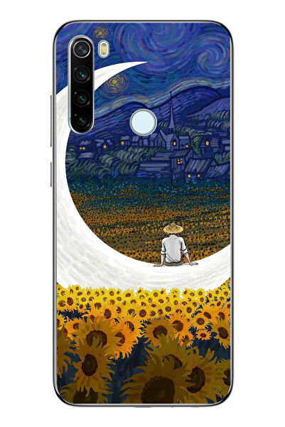 moonset Xiaomi Redmi Note 8 Uyumlu Van Gogh Tasarımlı Baskılı Şeffaf Telefon ...
