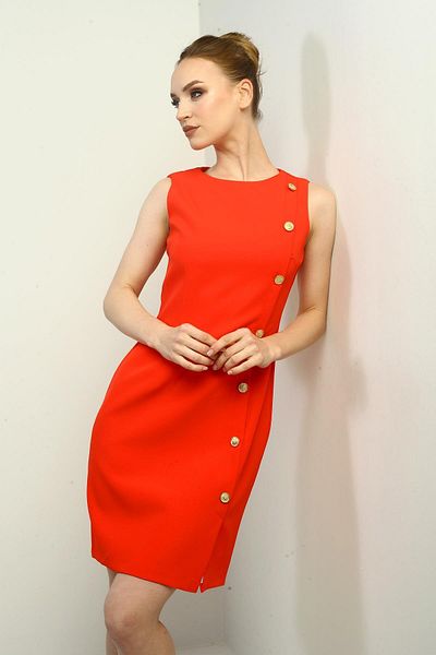 By Saygı Women's Self-Taped Side Button Short Dress
