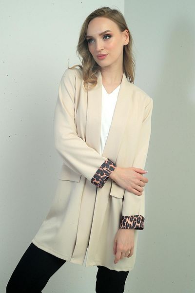 By Saygı Jachetă lungă din Lycra cu model leopard pentru femei