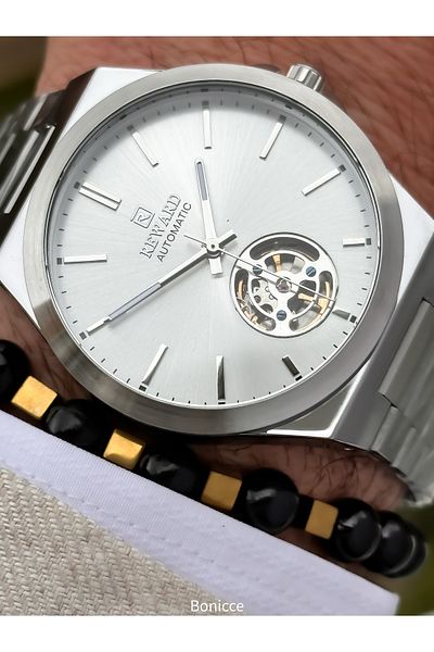 Reward Silver Navy Steel Cord,Steel Case,Automatic (Without Battery),5 Atm,Vip Men Wristwatch with Bracelet Gift