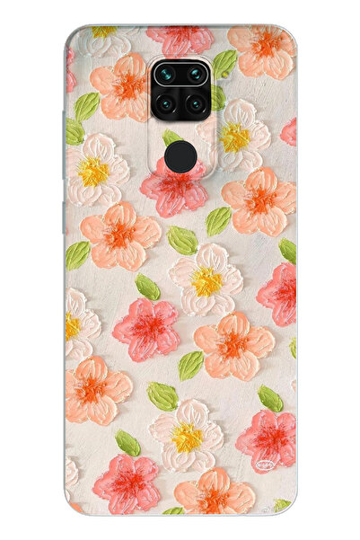 moonset Xiaomi Redmi Note 9 Uyumlu Çiçek Tasarımlı Baskılı Şeffaf Telefon Kılıfı