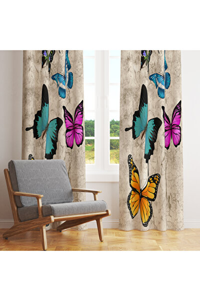 LadiesHome Colorful Butterfly Motif Curtain – Aesthetic & Joyful Atmosphere 140X260 cm Single Wing