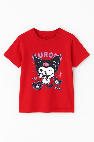Trend Bebe Butik Kuromi Character Printed Girl's T-Shirt Fashion Color Cotton Summer Casual Tshirt Basic Short Sleeve