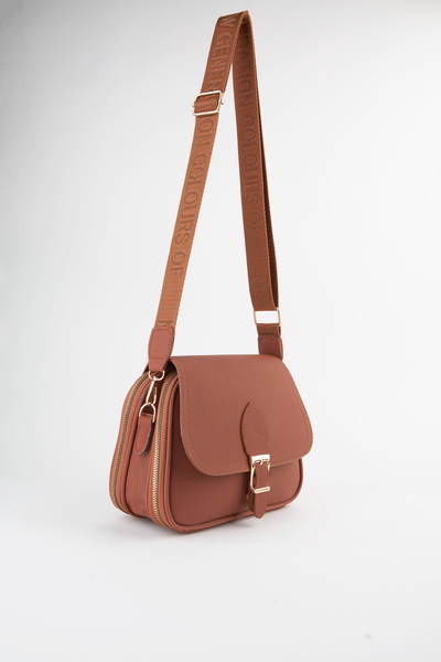 Vivaq Γυναικείο τσαντάκι και τσάντα ώμου Clover Tan με 4 τσέπες και κολόνα με φερμουάρ και κούμπωμα