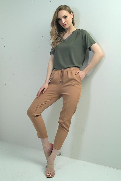 By Saygı Pantaloni de damă cu talie elastică și buzunare laterale