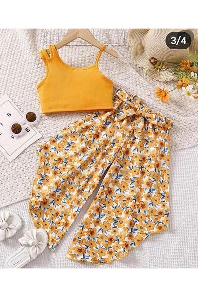 zeynoshkids Girl's Digital Print Baggy-Camisole Blouse 2 Piece Eid Suit