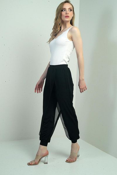 By Saygı Women's Top Chiffon Elastic Waist Shalwar Trousers