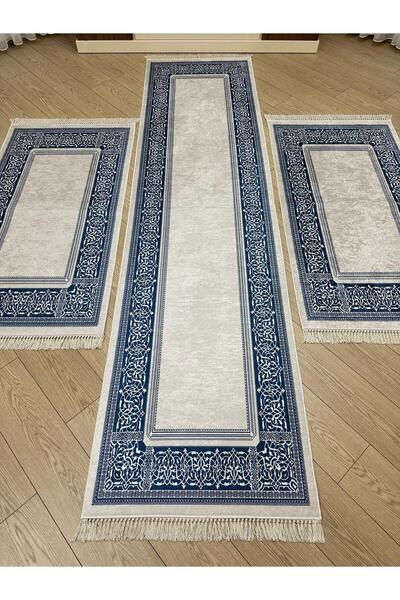 ALLGELSİN Yatak Odası Halısı Seti 3 'lü Yatak Odası Halı Takımı 2 Adet 80x150 1 Adet 80x300 Halı Seti Yolluk