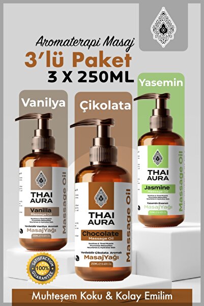 Thaialura 3x250ml Vanilya, Çikolata Ve Yasemin Aromalı Aromaterapi Ve Afro Di...