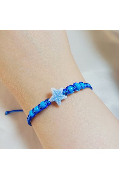 Crystal Atelier Blue Star Macrame Bracelet-Macrame Braided String Star Bracelet-Star Bracelet-Sand Bead Bracelet