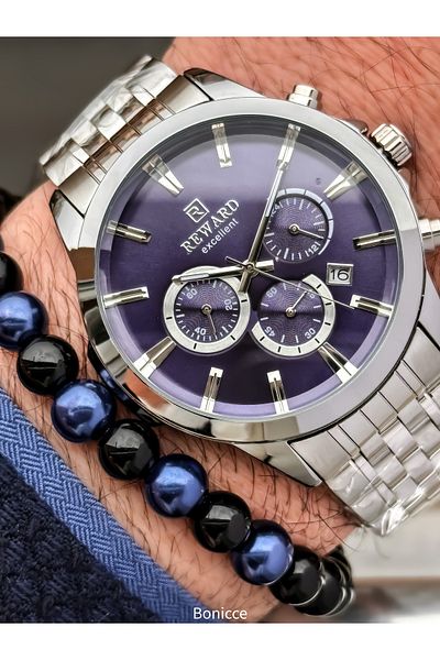 Reward Silver Navy Steel Cord, Functions Active, 5 Atm,Vip Men Wrist Watch Bracelet Gift