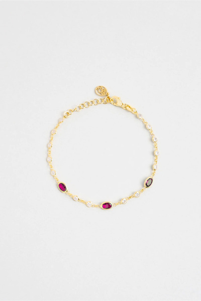 So CHIC... Renklerin Büyüsü 18 Ayar Sarı Altın Kaplama 19 Cm Gümüş Bileklik