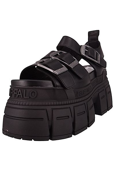 Buffalo Damen Sandalen Gospher Sandal 1602264 Schwarz Black Kunstleder