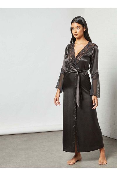 Generic Private Lives Lace Trim Robe Black