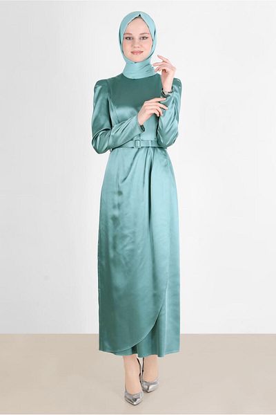 Alvina Satin Belted Dress - Model 42527