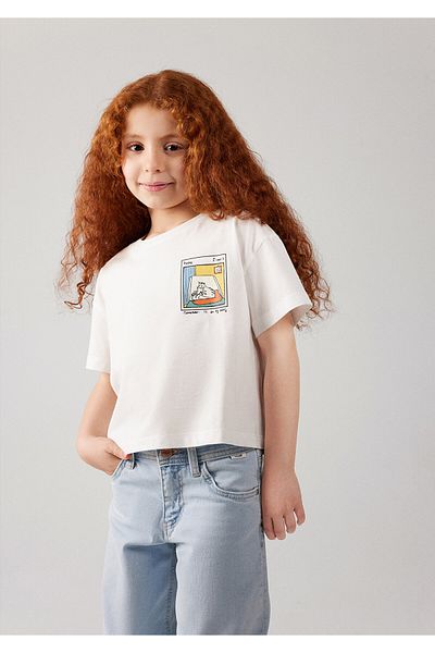 Mavi Cat Printed White Crop T-Shirt Crop / Short Cut7610186-70057