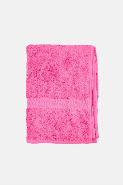 COTTON HOME Textured Bath Towel, Fuschia Pink