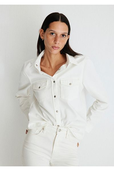 Mavi Merida All Blue Off-White Jeanshemd Taillierter / Taillierter Schnitt1210662-86491