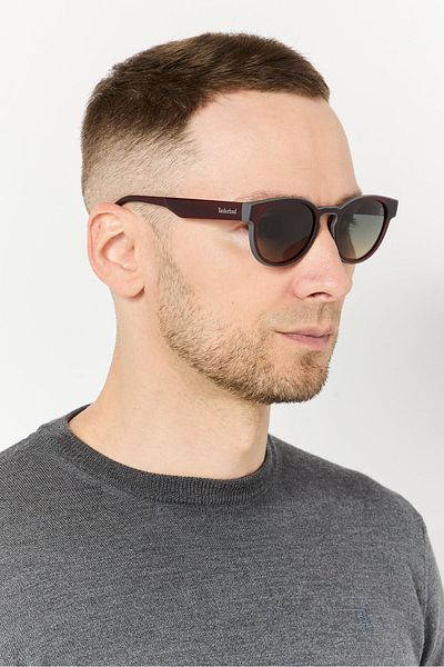 Timberland Men Tb00026 Round Sunglasses, Wine Red