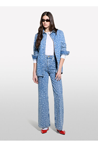 Sisley talie înaltă croială largă Pantaloni pentru femei Light Indigo 43Y3LE04F