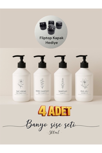 Dem Home Siyah Kapaklı Beyaz Plastik Mutfak & Banyo Düzenleyici 4 Lü Sabunluk...